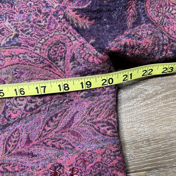 Coldwater Creek Wool Beaded Jacket Womens Large Purple Floral India Wood Buttons - Picture 5 of 9